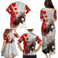 Moose Hunting Family Matching Puletasi and Hawaiian Shirt Canada Maple Leaf