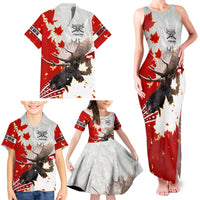 Moose Hunting Family Matching Tank Maxi Dress and Hawaiian Shirt Canada Maple Leaf