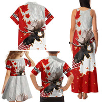 Moose Hunting Family Matching Tank Maxi Dress and Hawaiian Shirt Canada Maple Leaf