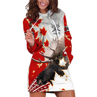 Moose Hunting Hoodie Dress Canada Maple Leaf