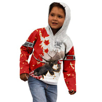 Moose Hunting Kid Hoodie Canada Maple Leaf