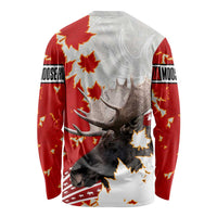 Moose Hunting Long Sleeve Shirt Canada Maple Leaf
