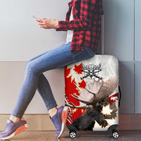 Moose Hunting Luggage Cover Canada Maple Leaf