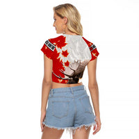 Moose Hunting Raglan Cropped T Shirt Canada Maple Leaf