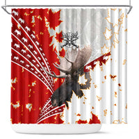 Moose Hunting Shower Curtain Canada Maple Leaf