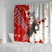 Moose Hunting Shower Curtain Canada Maple Leaf