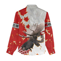 Moose Hunting Women Casual Shirt Canada Maple Leaf