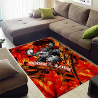 Moose Love Area Rug Maple Leaf Autumn Passion