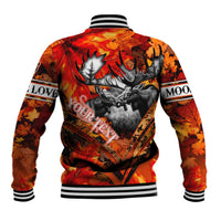 Personalized Moose Love Baseball Jacket Maple Leaf Autumn Passion