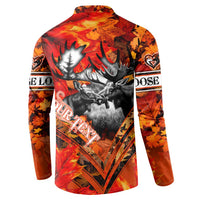 Personalized Moose Love Button Sweatshirt Maple Leaf Autumn Passion