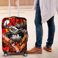 Moose Love Luggage Cover Maple Leaf Autumn Passion