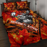 Moose Love Quilt Bed Set Maple Leaf Autumn Passion