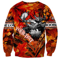 Personalized Moose Love Sweatshirt Maple Leaf Autumn Passion