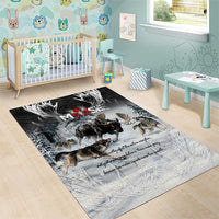 The Wolves Hunting Moose Area Rug