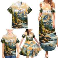 The Beauty of Rocky Mountains Family Matching Summer Maxi Dress and Hawaiian Shirt