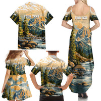 The Beauty of Rocky Mountains Family Matching Summer Maxi Dress and Hawaiian Shirt
