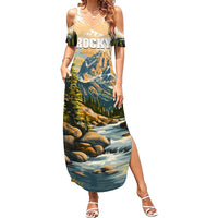 The Beauty of Rocky Mountains Family Matching Summer Maxi Dress and Hawaiian Shirt