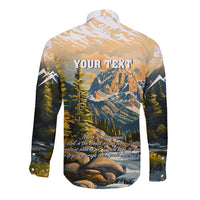The Beauty of Rocky Mountains Long Sleeve Button Shirt