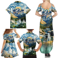 Wilderness of Rocky Mountains Family Matching Summer Maxi Dress and Hawaiian Shirt