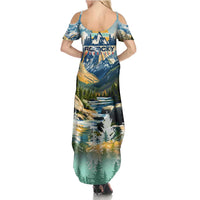 Wilderness of Rocky Mountains Family Matching Summer Maxi Dress and Hawaiian Shirt