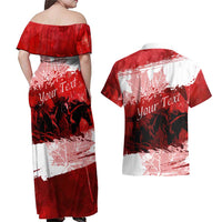 Personalized Canadian Horse Couples Matching Off Shoulder Maxi Dress and Hawaiian Shirt Canada Maple Leaf
