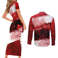 Personalized Canadian Horse Couples Matching Short Sleeve Bodycon Dress and Long Sleeve Button Shirt Canada Maple Leaf