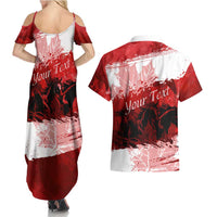 Personalized Canadian Horse Couples Matching Summer Maxi Dress and Hawaiian Shirt Canada Maple Leaf