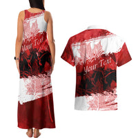 Personalized Canadian Horse Couples Matching Tank Maxi Dress and Hawaiian Shirt Canada Maple Leaf