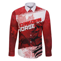 Personalized Canadian Horse Family Matching Long Sleeve Bodycon Dress and Hawaiian Shirt Canada Maple Leaf