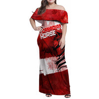 Personalized Canadian Horse Family Matching Off Shoulder Maxi Dress and Hawaiian Shirt Canada Maple Leaf
