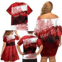 Personalized Canadian Horse Family Matching Off Shoulder Short Dress and Hawaiian Shirt Canada Maple Leaf