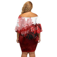 Personalized Canadian Horse Family Matching Off Shoulder Short Dress and Hawaiian Shirt Canada Maple Leaf