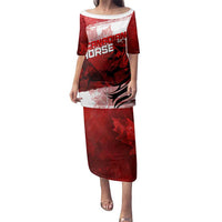 Personalized Canadian Horse Family Matching Puletasi and Hawaiian Shirt Canada Maple Leaf