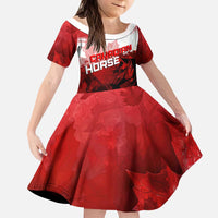 Personalized Canadian Horse Kid Short Sleeve Dress Canada Maple Leaf