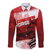 Personalized Canadian Horse Long Sleeve Button Shirt Canada Maple Leaf