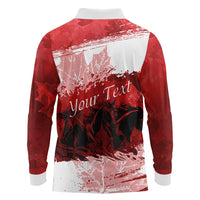 Personalized Canadian Horse Long Sleeve Polo Shirt Canada Maple Leaf
