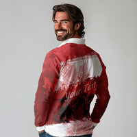 Personalized Canadian Horse Long Sleeve Polo Shirt Canada Maple Leaf