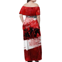 Personalized Canadian Horse Off Shoulder Maxi Dress Canada Maple Leaf
