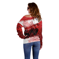 Personalized Canadian Horse Off Shoulder Sweater Canada Maple Leaf