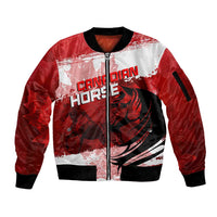 Personalized Canadian Horse Sleeve Zip Bomber Jacket Canada Maple Leaf
