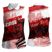 Personalized Canadian Horse Women Sleeveless Polo Shirt Canada Maple Leaf