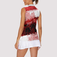 Personalized Canadian Horse Women Sleeveless Polo Shirt Canada Maple Leaf