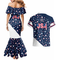 USA Hockey Couples Matching Mermaid Dress and Hawaiian Shirt Summer Paris 2024 - Wonder Print Shop