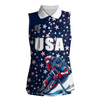 USA Hockey Women Sleeveless Polo Shirt Summer Paris 2024 - Wonder Print Shop