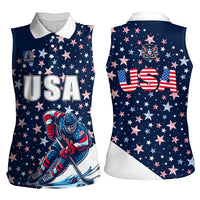 USA Hockey Women Sleeveless Polo Shirt Summer Paris 2024 - Wonder Print Shop