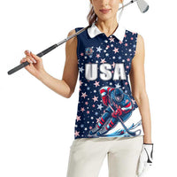 USA Hockey Women Sleeveless Polo Shirt Summer Paris 2024 - Wonder Print Shop