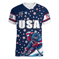 USA Hockey Women V-Neck T-Shirt Summer Paris 2024 - Wonder Print Shop