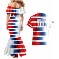 USA Soccer Couples Matching Mermaid Dress and Hawaiian Shirt Summer Paris 2024 - Wonder Print Shop