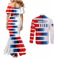 USA Soccer Couples Matching Mermaid Dress and Long Sleeve Button Shirt Summer Paris 2024