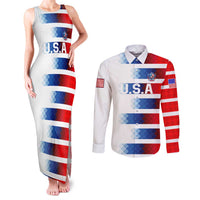 USA Soccer Couples Matching Tank Maxi Dress and Long Sleeve Button Shirt Summer Paris 2024 - Wonder Print Shop